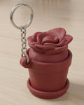 Rose Clicker Keychain on a silver chain keyring
