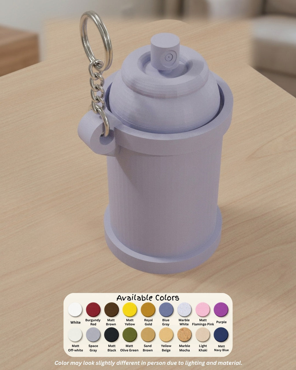 Spray Can Clicker Keychain colour options