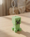 Creeper Clicker Keychain on a silver chain keyring