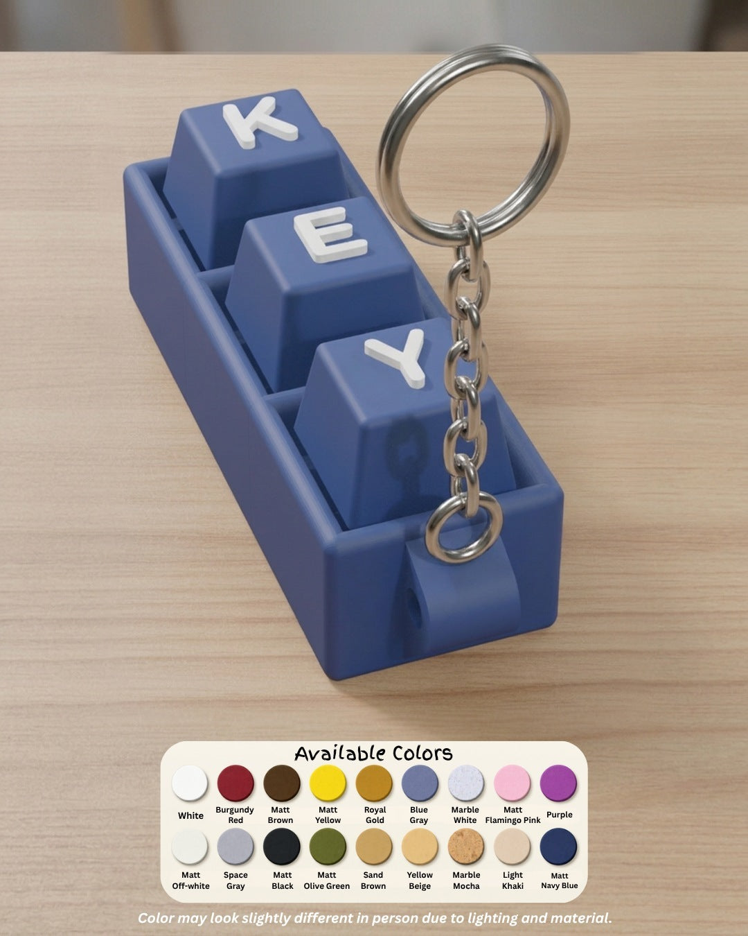 Letter Keycap Clicker Keychain colour options