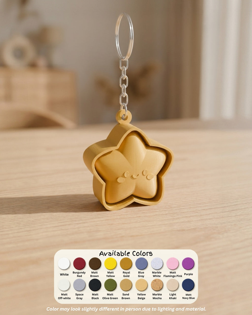 Star Face Clicker Keychain colour options